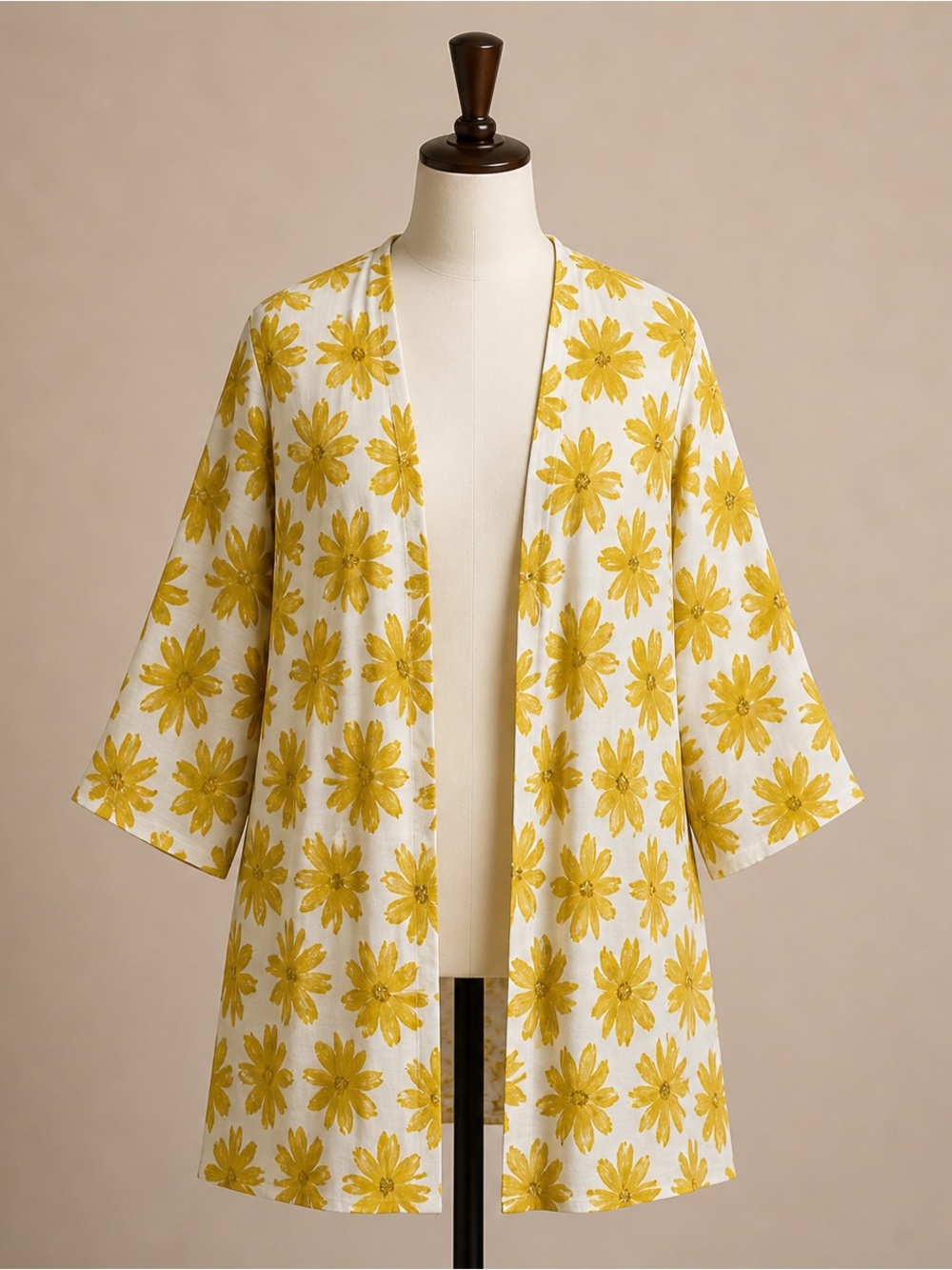 Lavish White & Yellow Floral Knit Tunic